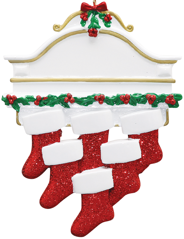 Six Stockings on a Mantle