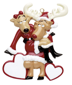 Santa Deer Couple Christmas Ornament
