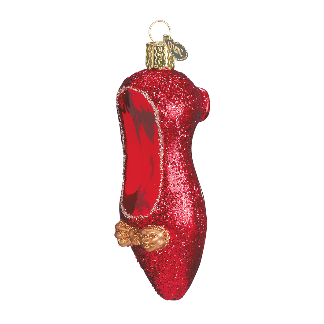 Old World Red Ruby Slipper Christmas Ornament