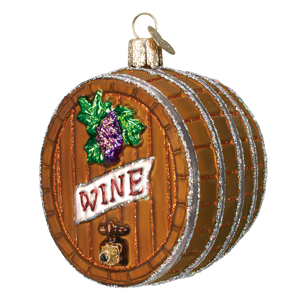 Old World Wine Barrel Christmas Ornament