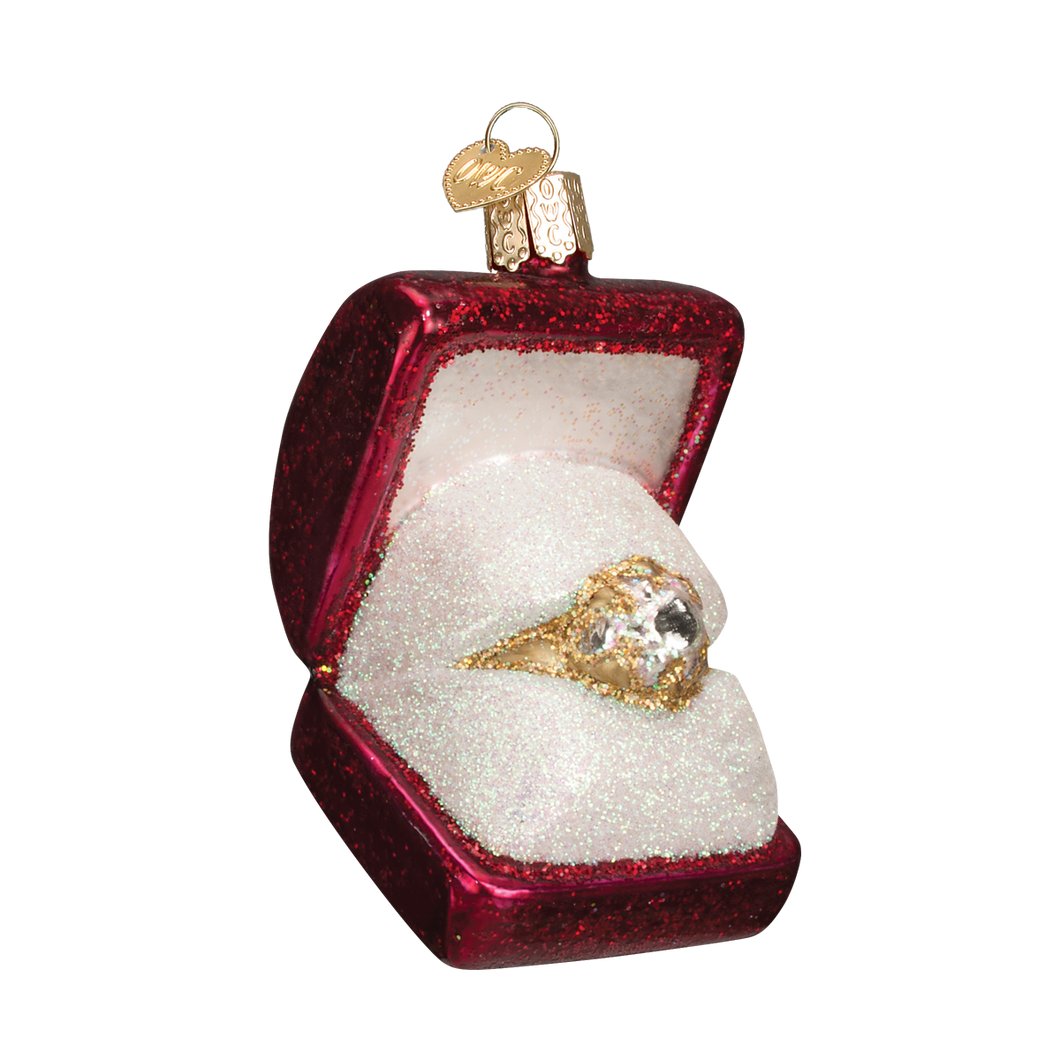 Old World Ring in Box Engagement Christmas Ornament