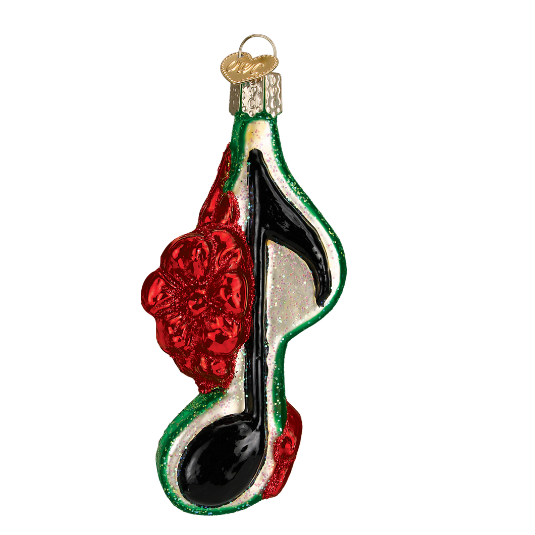 Old World Musical Nite with Bow Black Christmas Ornament