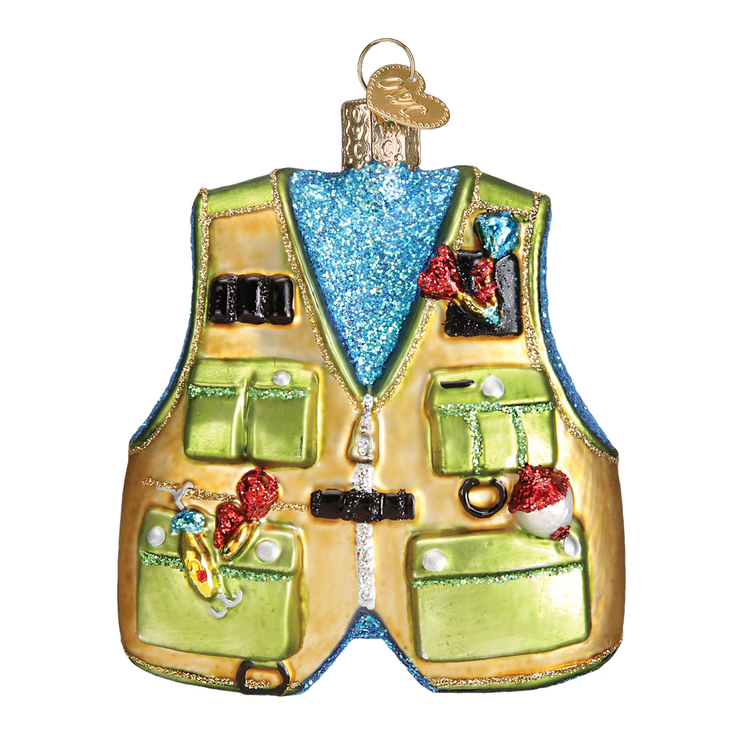 Old World Fishing Vest Christmas Ornament