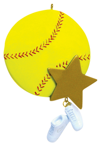 Softball Star With Shoe Dangle Christmas Ornament