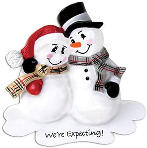 Family of 2 Mom & Dad We're Expecting Snowmen Christmas Ornament