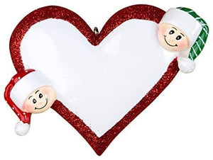Heart with Faces 2 Personalized Christmas Ornament