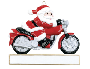 Santa on Motorcycle Christmas Ornament