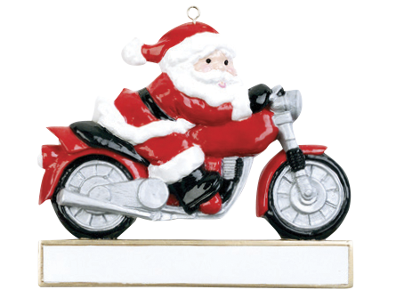 Santa on Motorcycle Christmas Ornament