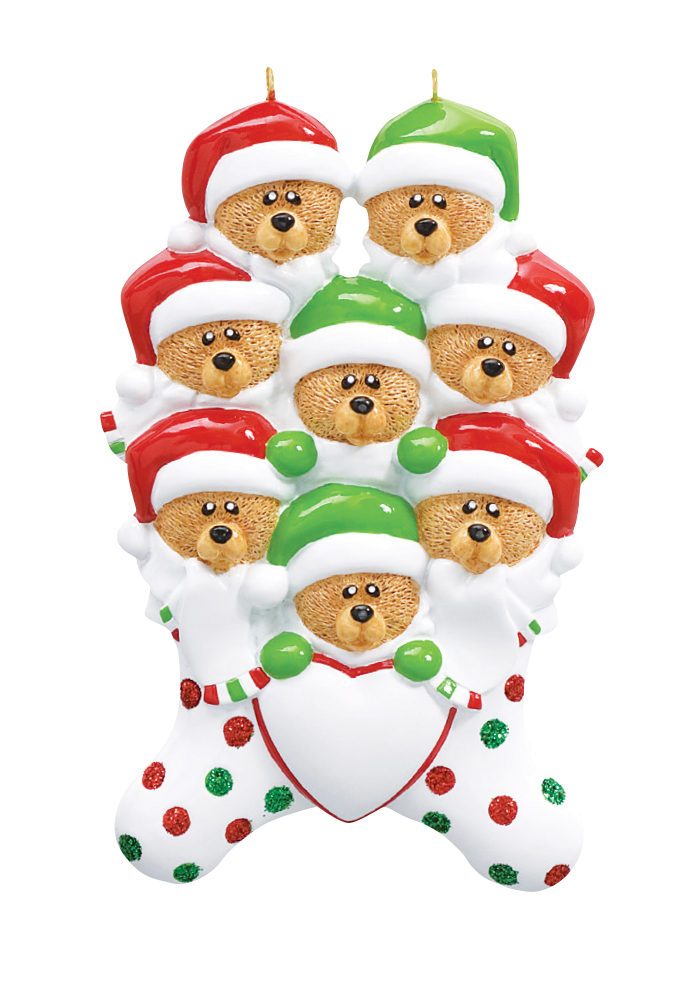 8 Bears in Christmas Stocking Christmas Ornament