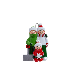 Snow Shovel Family of 3  Christmas Ornament