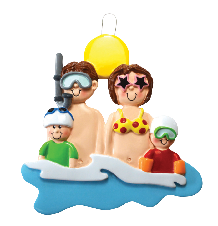 At The Beach Family Of 4 Ornament