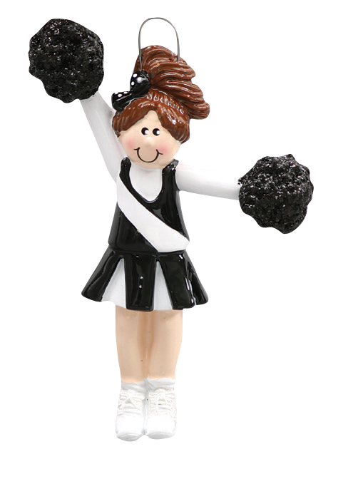 Cheerleader In Black Uniform Christmas Ornament