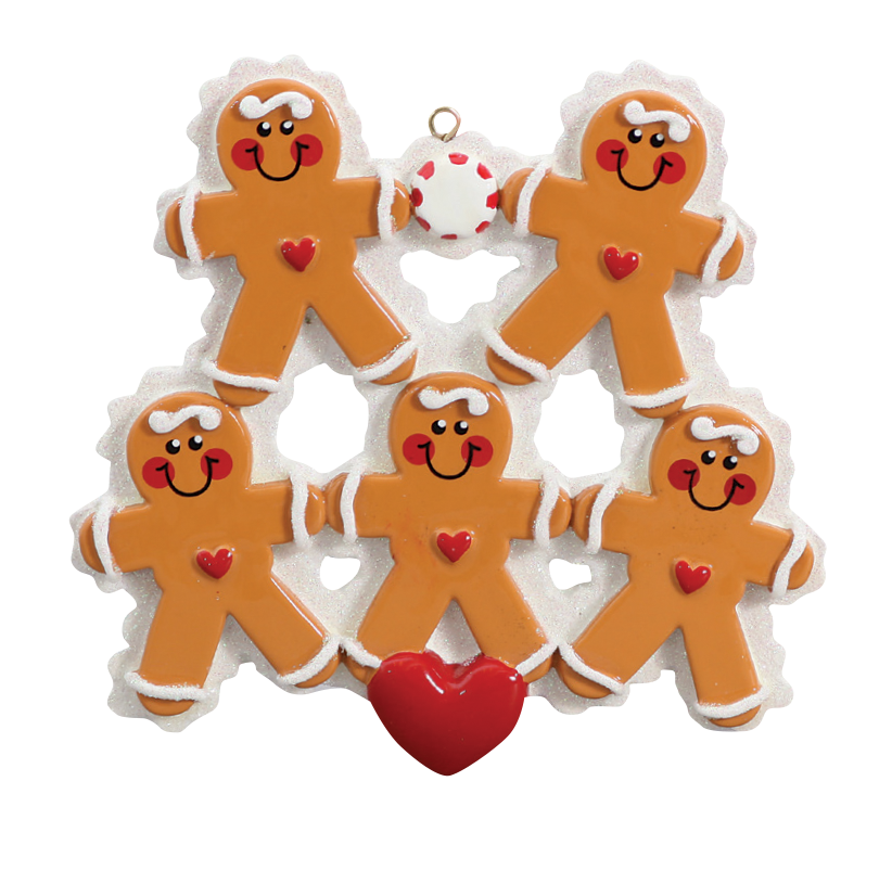 Gingerbread Family/Friends 5 Christmas Ornament