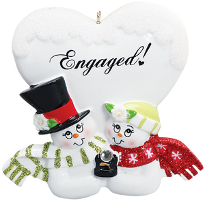 Engaged Snowman Couple Ornament