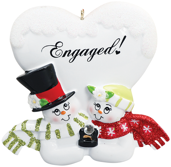 Engaged Snowman Couple Ornament