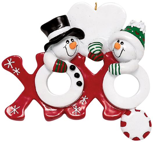 Xoxo Snowman Couple Hugs and Kisses Christmas Ornament
