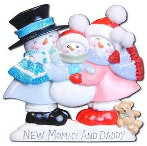 New Mommy and Daddy Snowman Christmas Ornament
