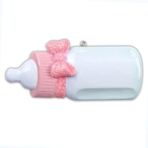 Pink Baby Bottle Bow Christmas Ornament