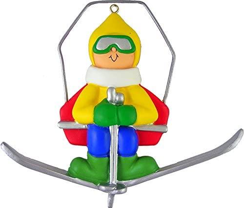 Skier on Lift: Male Christmas Ornament