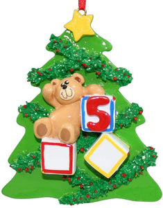 Bear with Blocks 5 Years Old Christmas Ornament