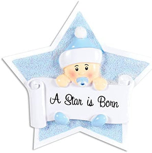 Baby's First- Boy on Star Christmas Ornament