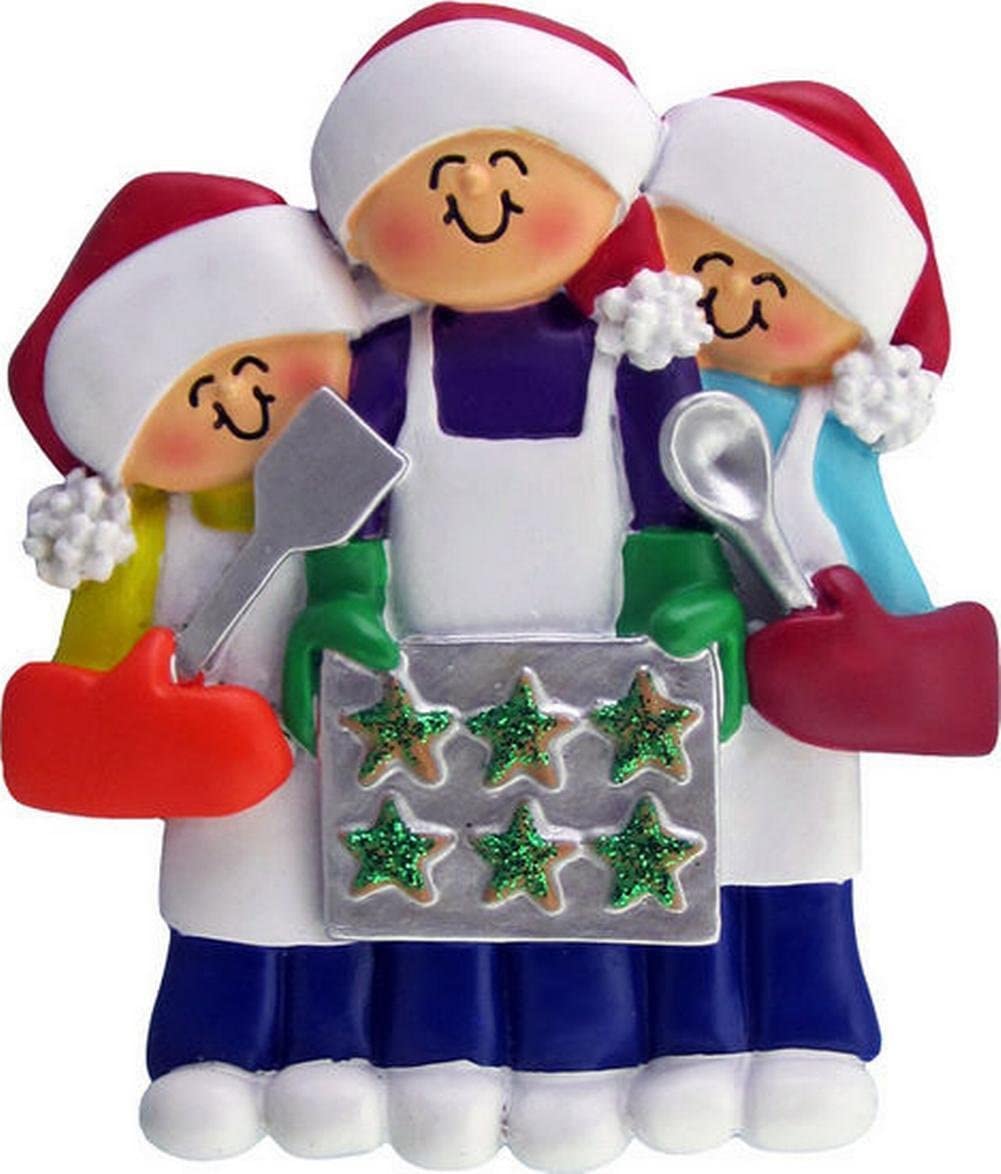 Family of 3 Baking Cookies Christmas Ornament