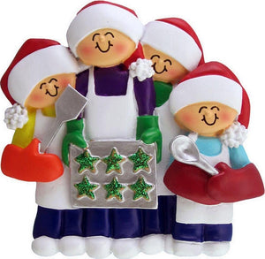 Family of 4 Baking Cookies Christmas Ornament)