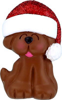 Brown Tan Dog with Santa Hat Personalized Ornament
