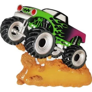 Monster Truck Green Machine Personalize Christmas Ornament