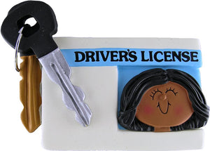 African/American Female License Christmas Ornament