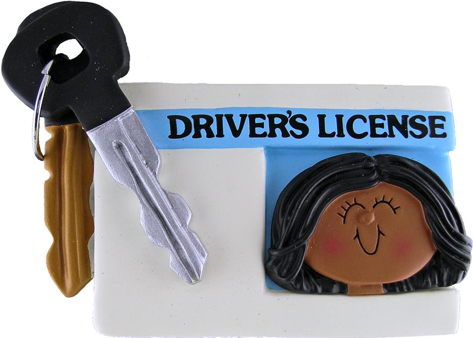 African/American Female License Christmas Ornament
