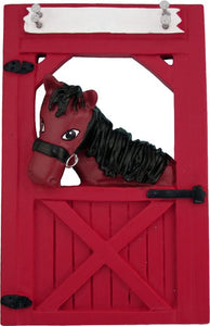 Horse in Red Stable Christmas Ornament