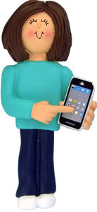 Brunette Girl Holding Smart Phone
