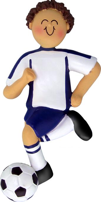 Soccer Boy Blue Uniform Brown Hair