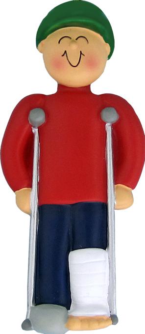 On Crutches - Christmas Ornament (Male)