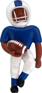 African American Football Player in Blue Uniform