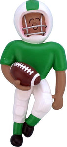 African American Football Player in Green Uniform