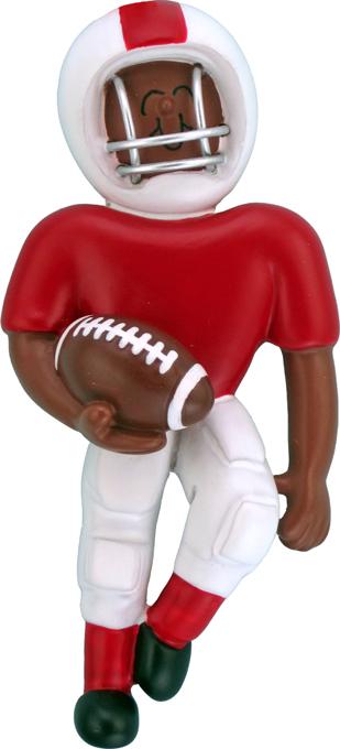 African American Football Player in Red Uniform