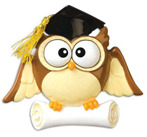 Graduation Wise OWL Scroll Christmas Ornament