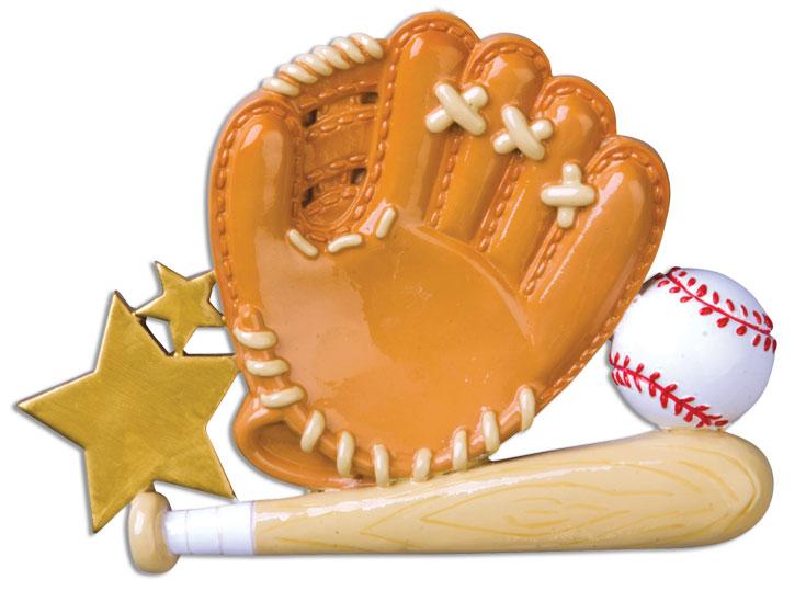 Baseball Bat Glove Christmas Ornament