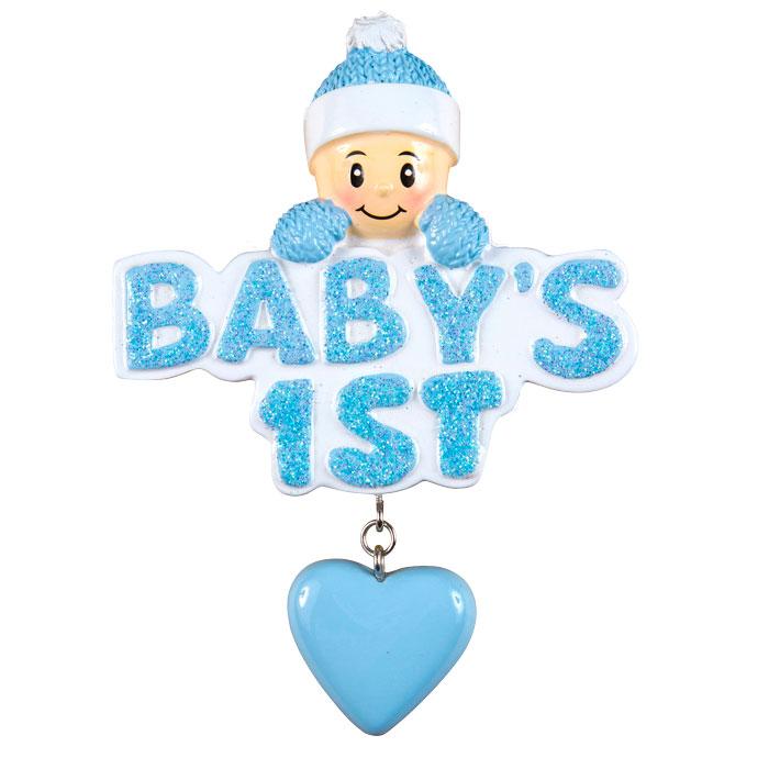 Baby Boy's 1st Christmas with Dangle Heart