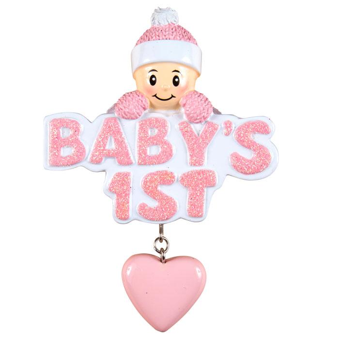 Baby Girl's 1st Christmas with Dangle Heart