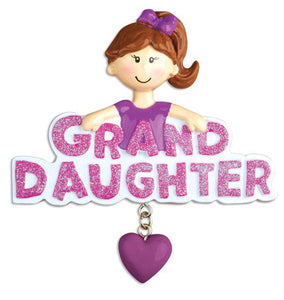 Granddaughter with Dangling Heart Christmas Ornament