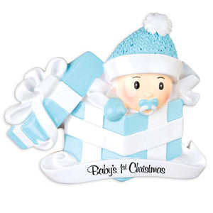 Baby Boy in Present Christmas Ornament