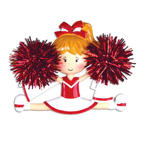 Red Cheerleader with Mylar Pompon's