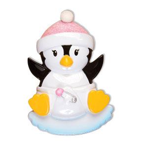 Baby's First- Baby Penguin Girl Christmas Ornament