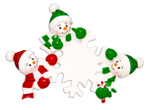 Three Snowmen on Snowflake