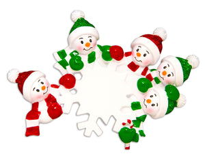 Five Snowmen on Snowflake