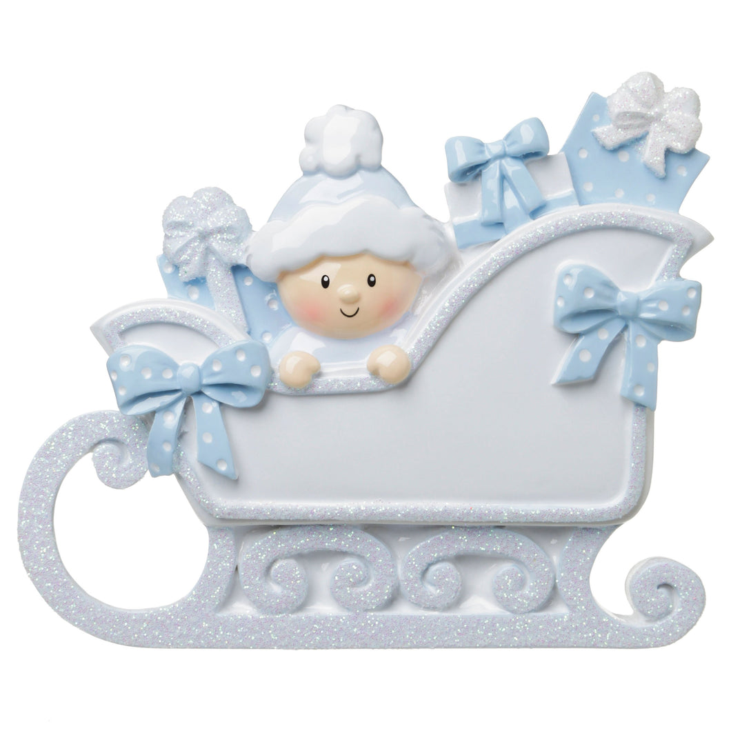 Baby's First- Baby Boy In Sleigh