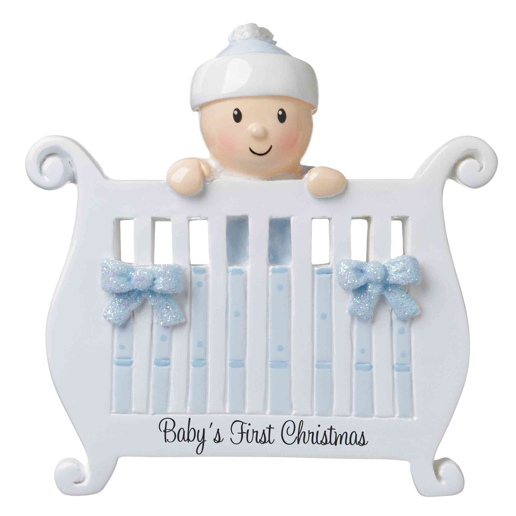 Baby's First- Baby Boy In Crib